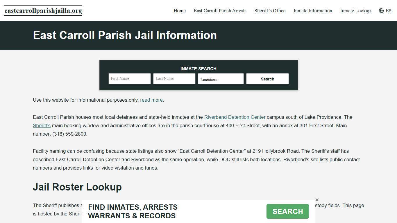 East Carroll Parish, LA Jail Roster, Inmate Info