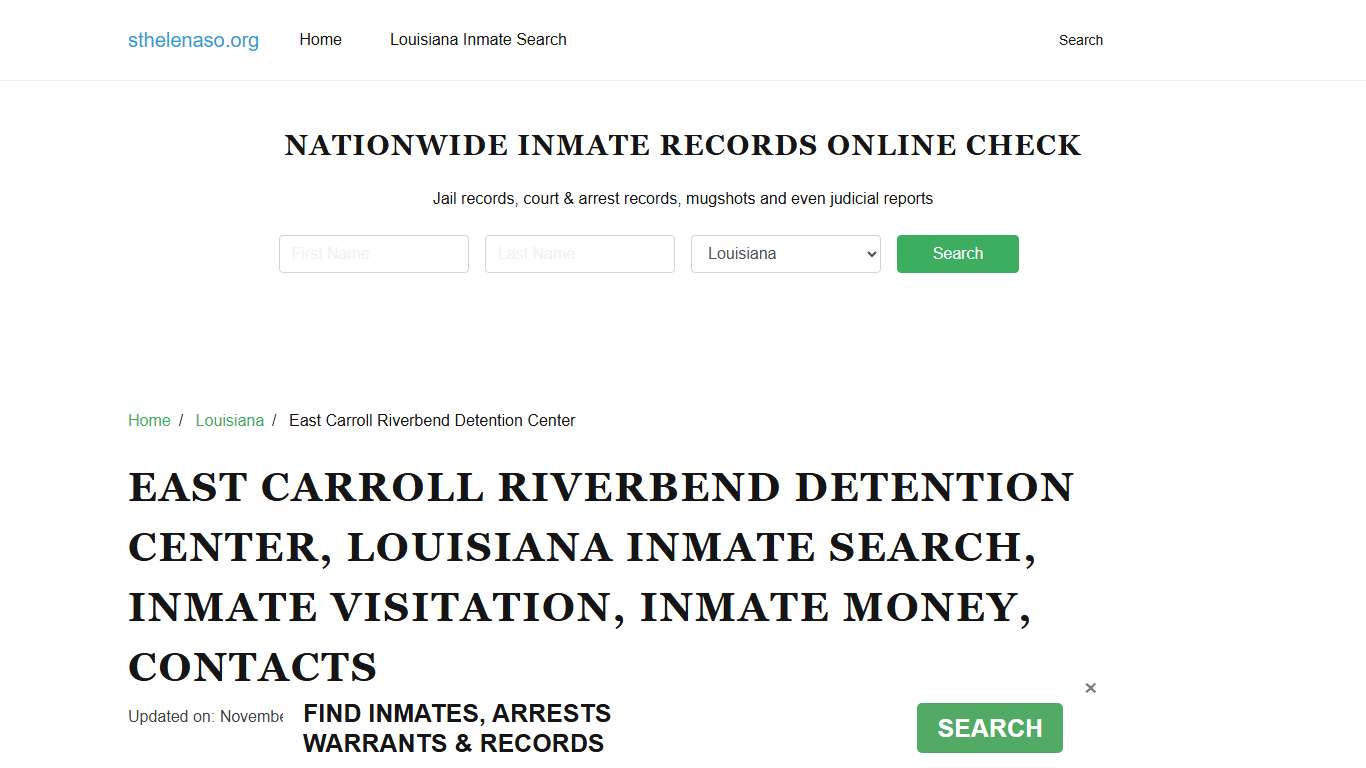 East Carroll Riverbend Detention Center, Louisiana Inmate Search, Visitation, Inmate Money